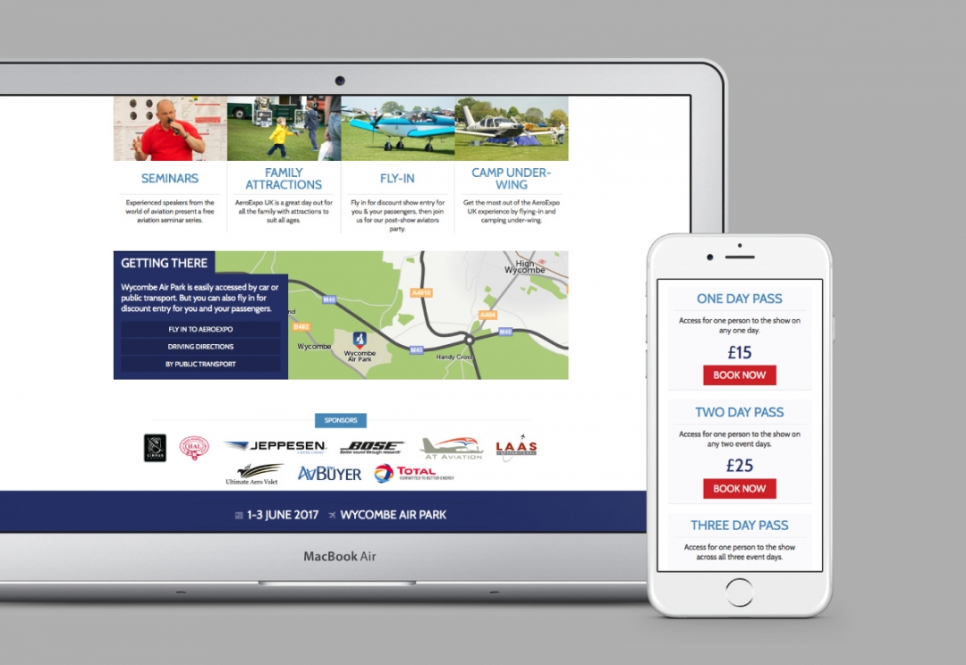 Aviation event responsive website design