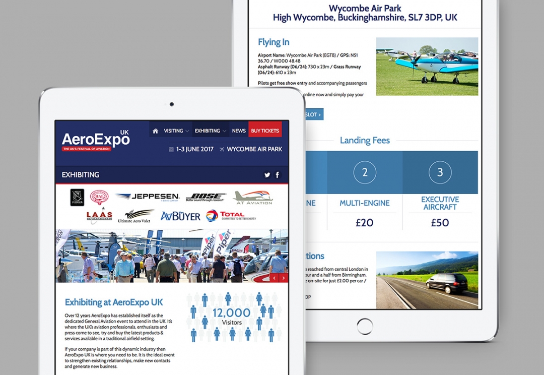 Aviation event responsive website design