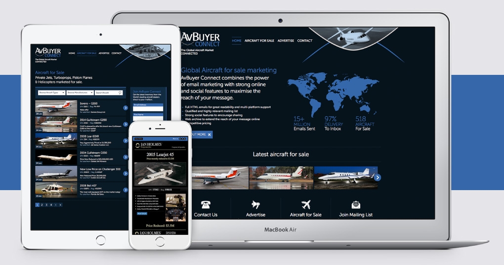 Aircraft email marketing and website design