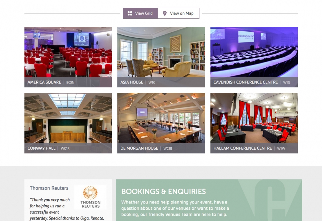 Conference venues website design