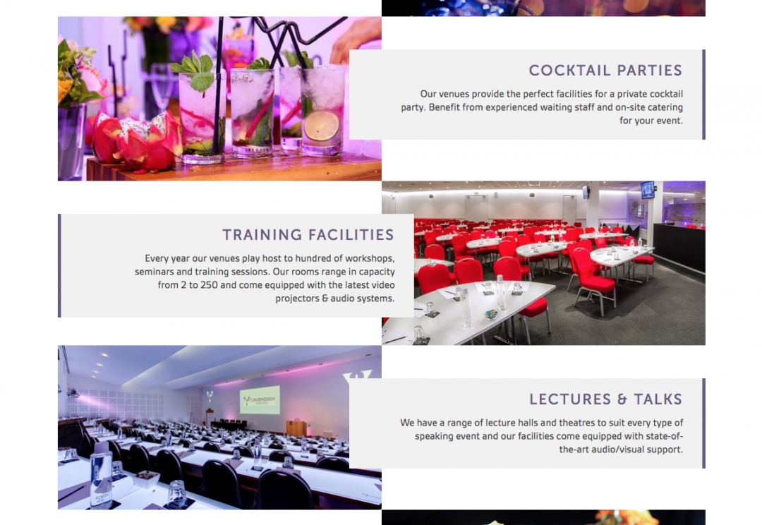 Conference venues website design