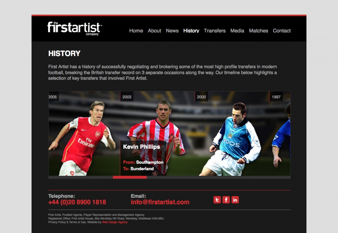 Sports Management agency website design
