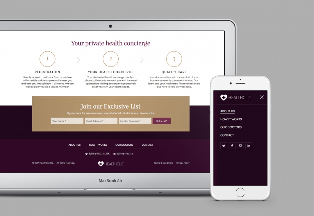 Private healthcare responsive website design