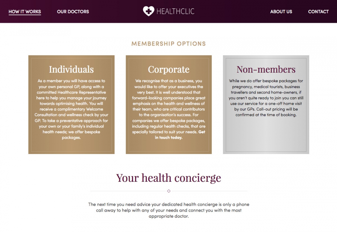 Private healthcare website design