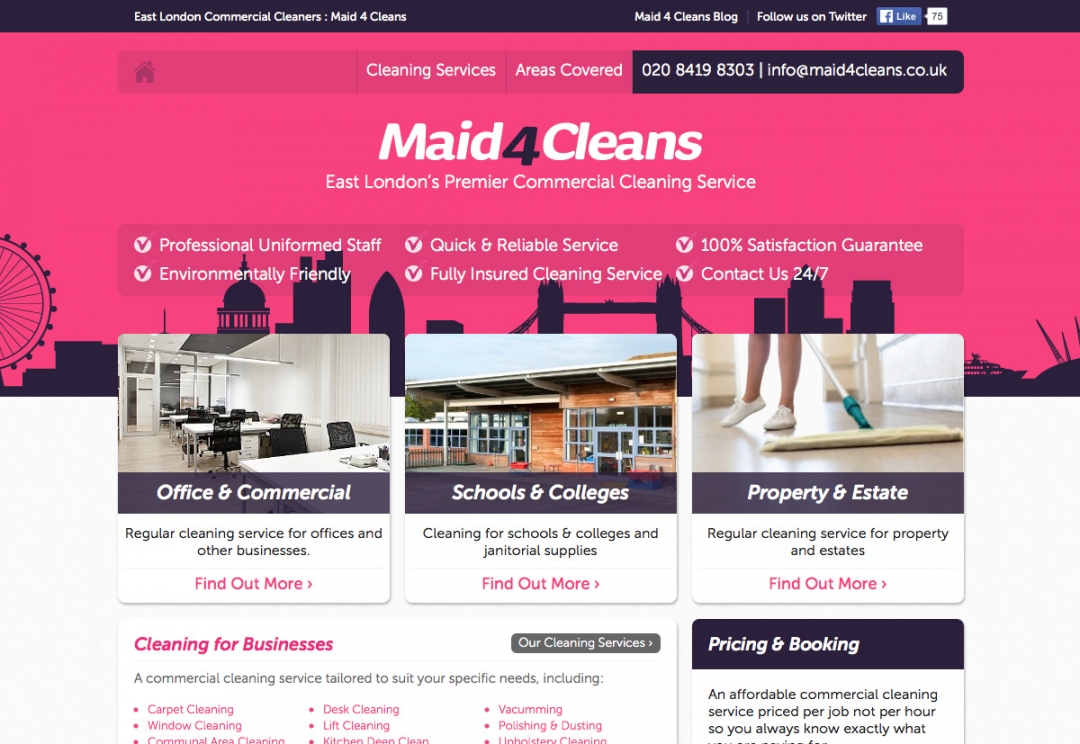 Cleaning company website design