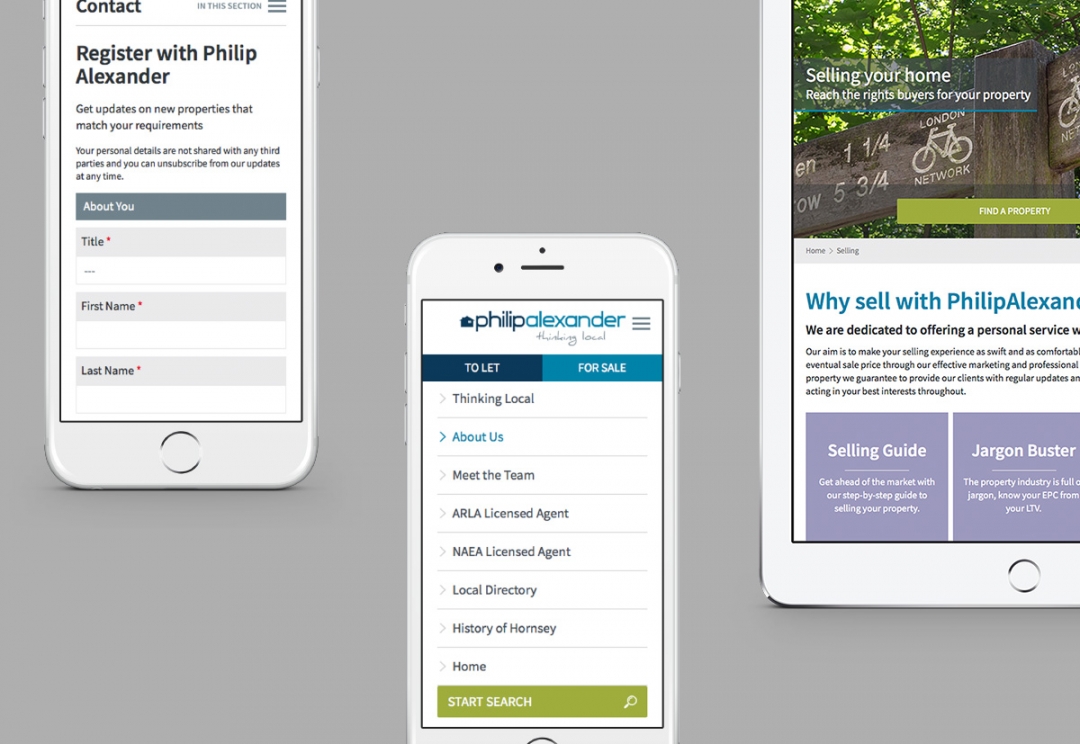 Estate agent responsive website design