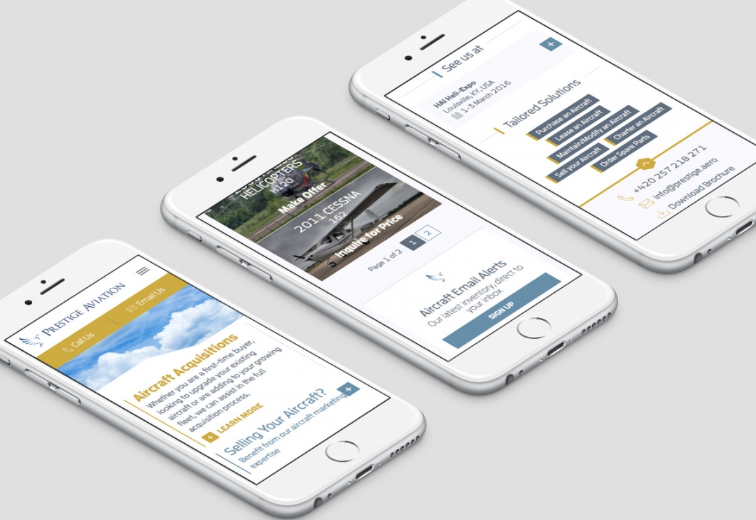 Aircraft sales, charter and leasing responsive website design