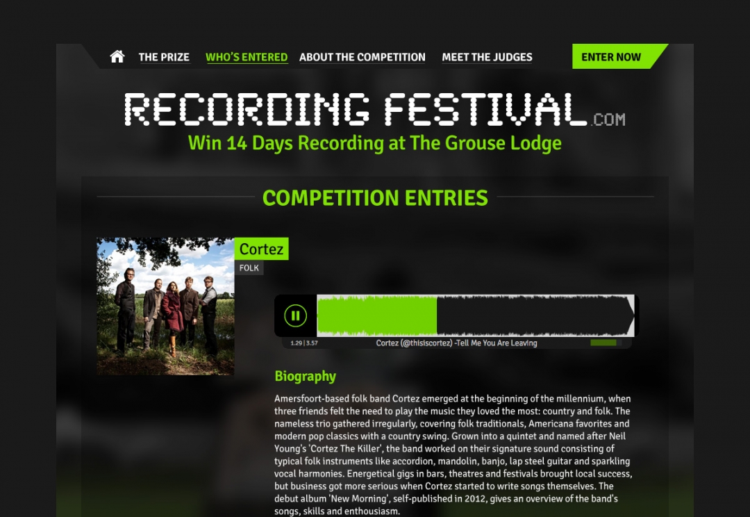 Music competition website design and development