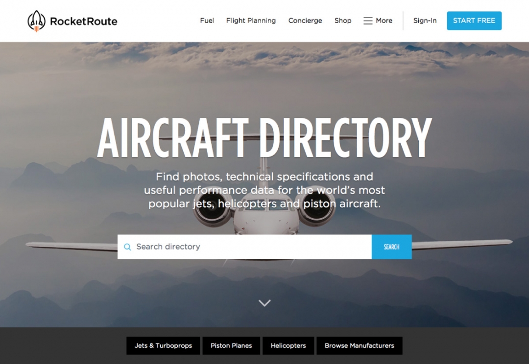 RocketRoute - aircraft directory