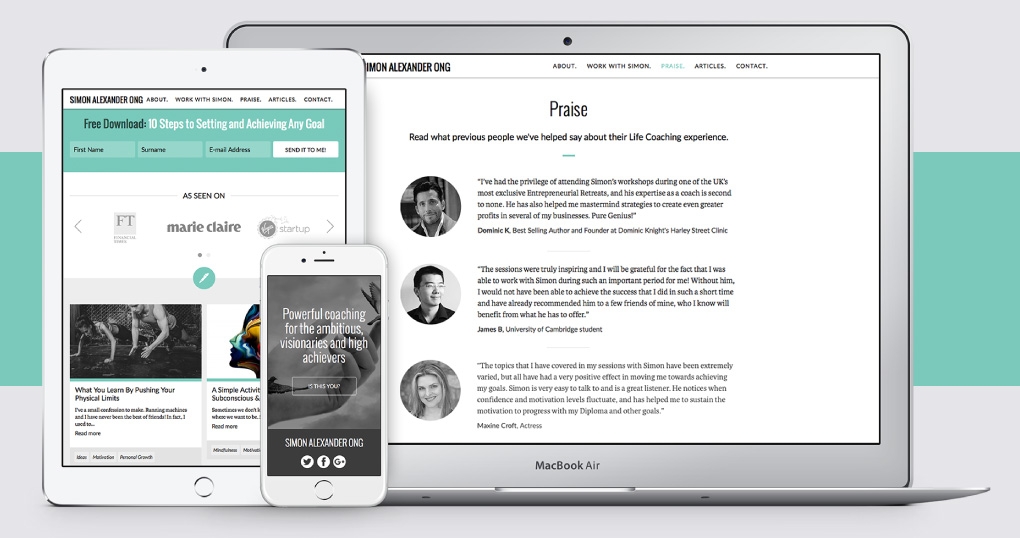 Life coach responsive website design