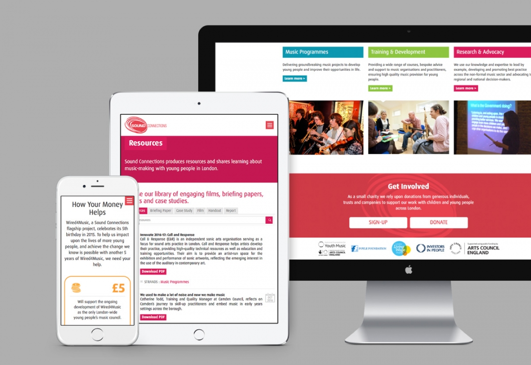 Music organisation charity responsive website design