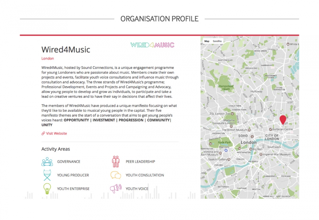 Music organisation charity website design