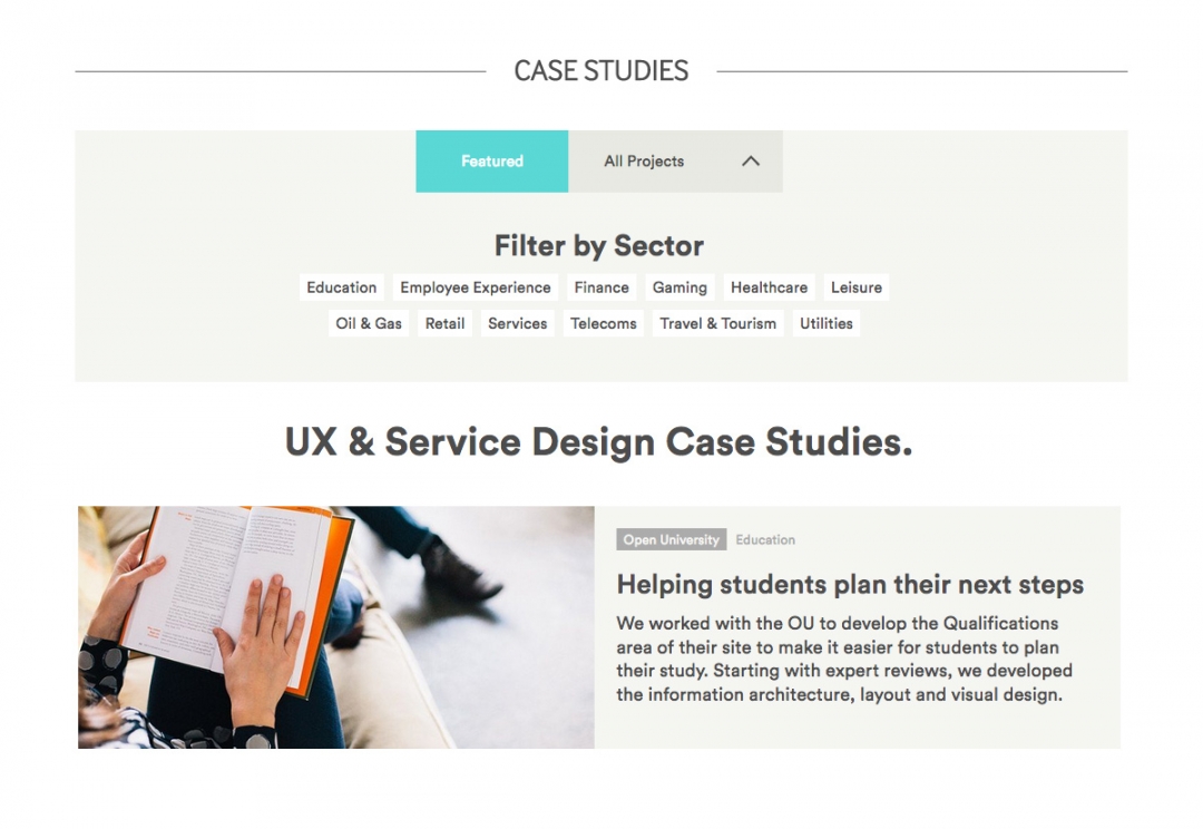 Service design agency website design