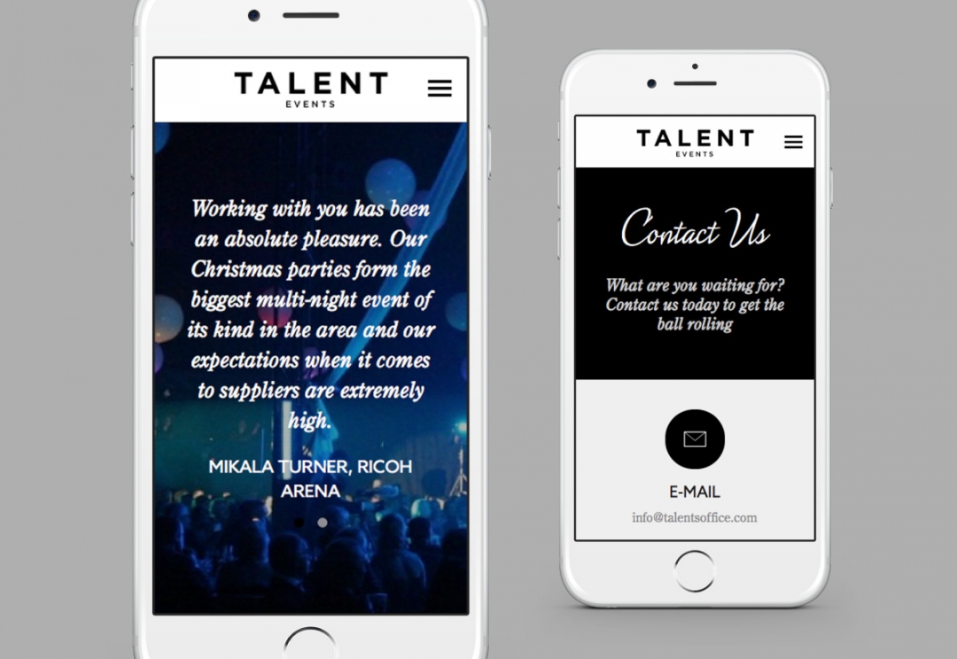 Event organisers responsive website design