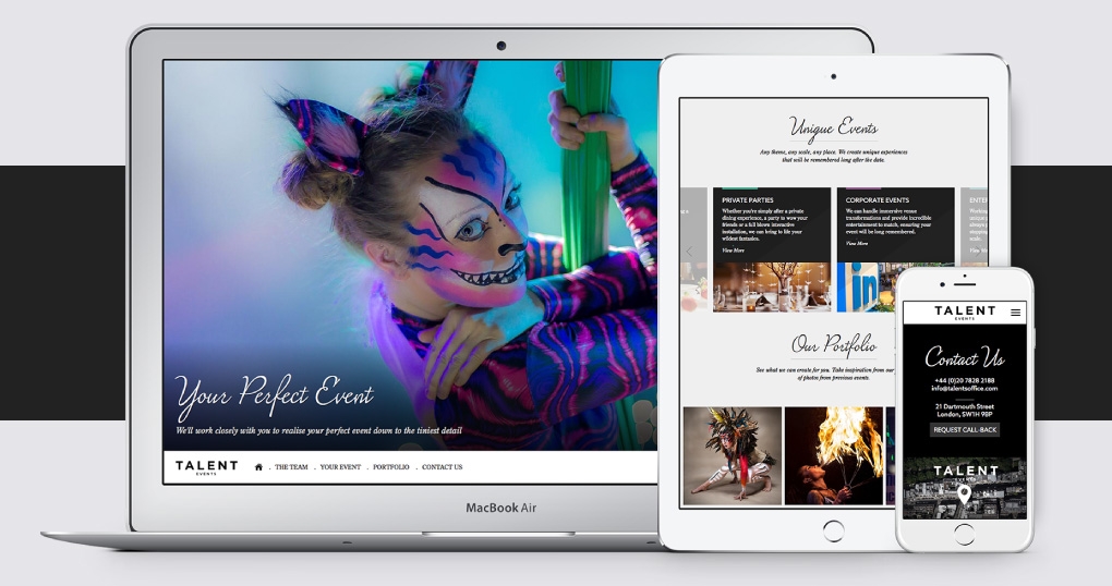 Event organisers responsive website design