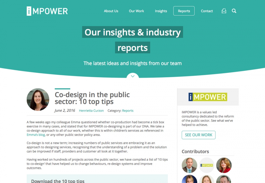 Public sector consultancy website design