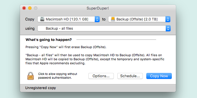 SuperDuper backup